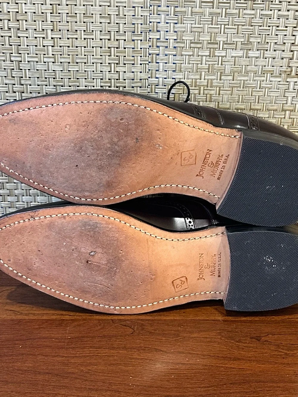🌟HP🌟VTG 1980s-90s Johnston & Murphy Burgundy Leather Wingtip Oxfords 9 C/A USA